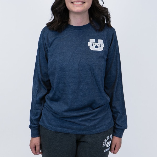 U-State, Utah State University, Aggies, Stripes, Navy, Long-Sleeve, T-Shirt